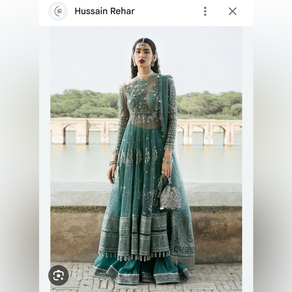 Hussain Rehar, full flare frock and sharara set 🙂 Pakistani dress,  Indian dres
